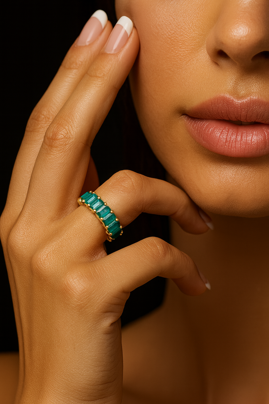 Lab Emerald Baguette Eternity Band | undefined