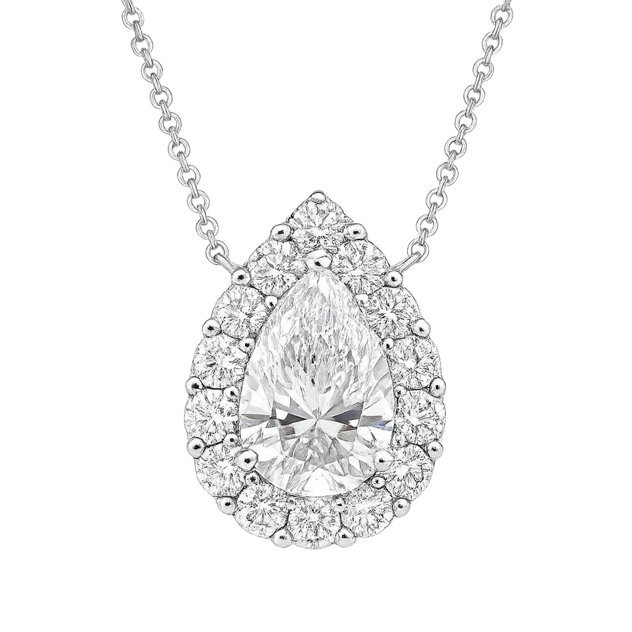 Pear Shape Diamond Pendant with smaller round diamonds | undefined