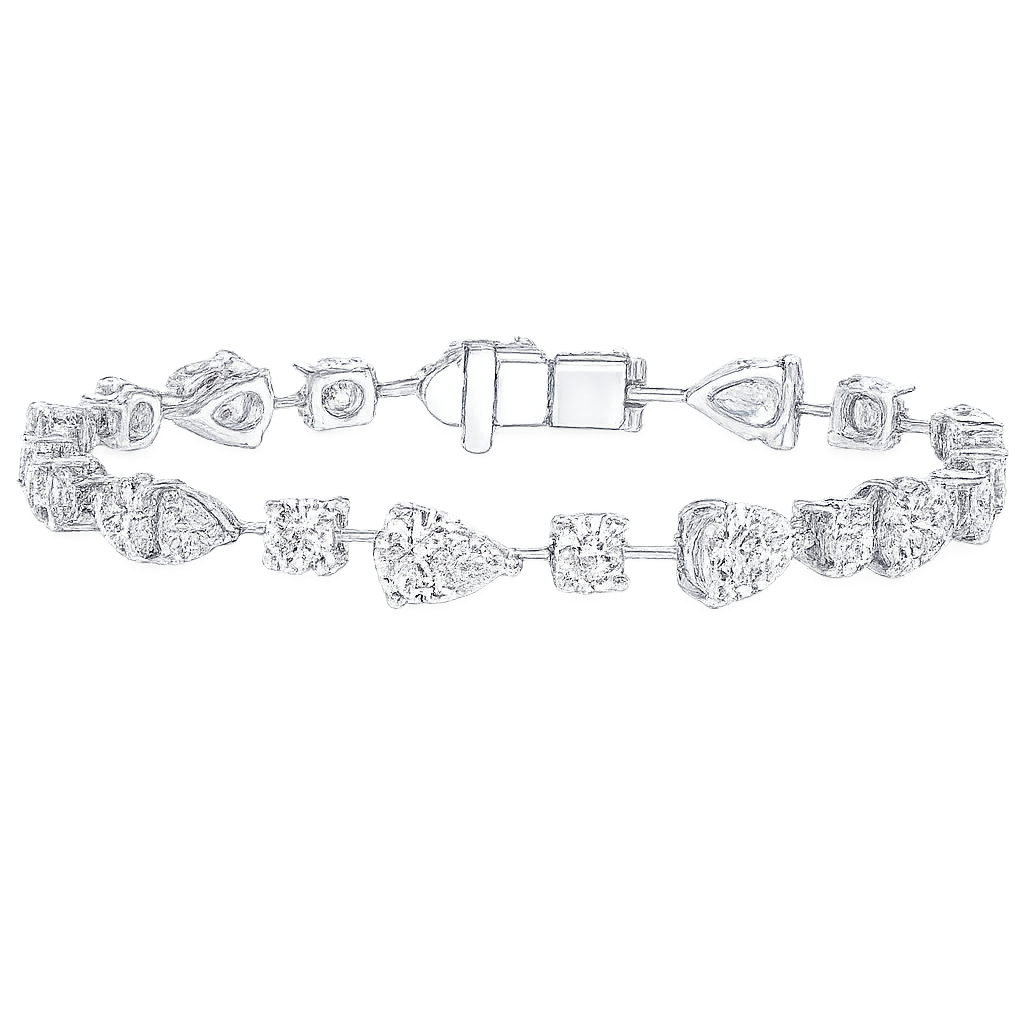 Round and Pear Shape Diamond Bracelet