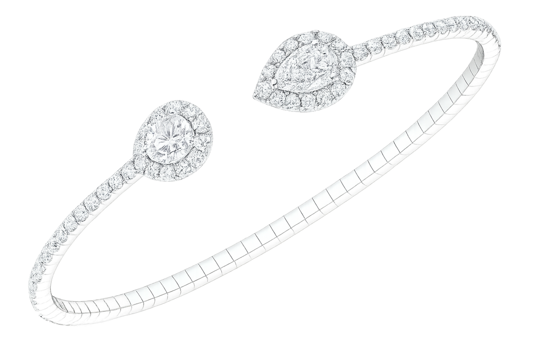 Round and Pear Shape Open Diamond Bangle