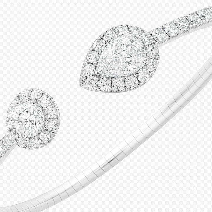 Round and Pear Shape Open Diamond Bangle