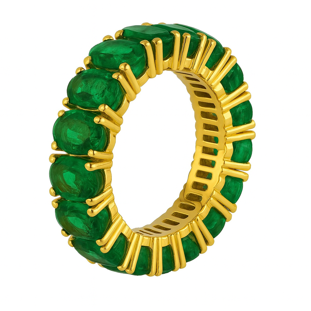 Synthetic Emerald Eternity band in Silver | Hero.png