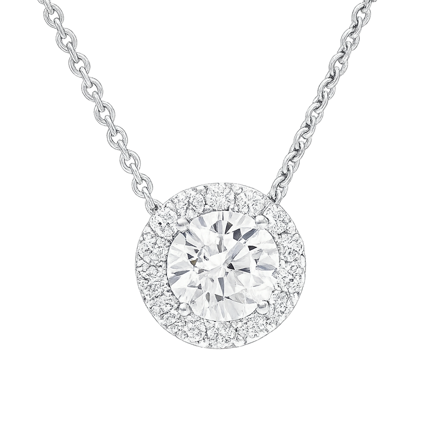 Icon 2 carat Round Diamond Pendant with a halo | undefined