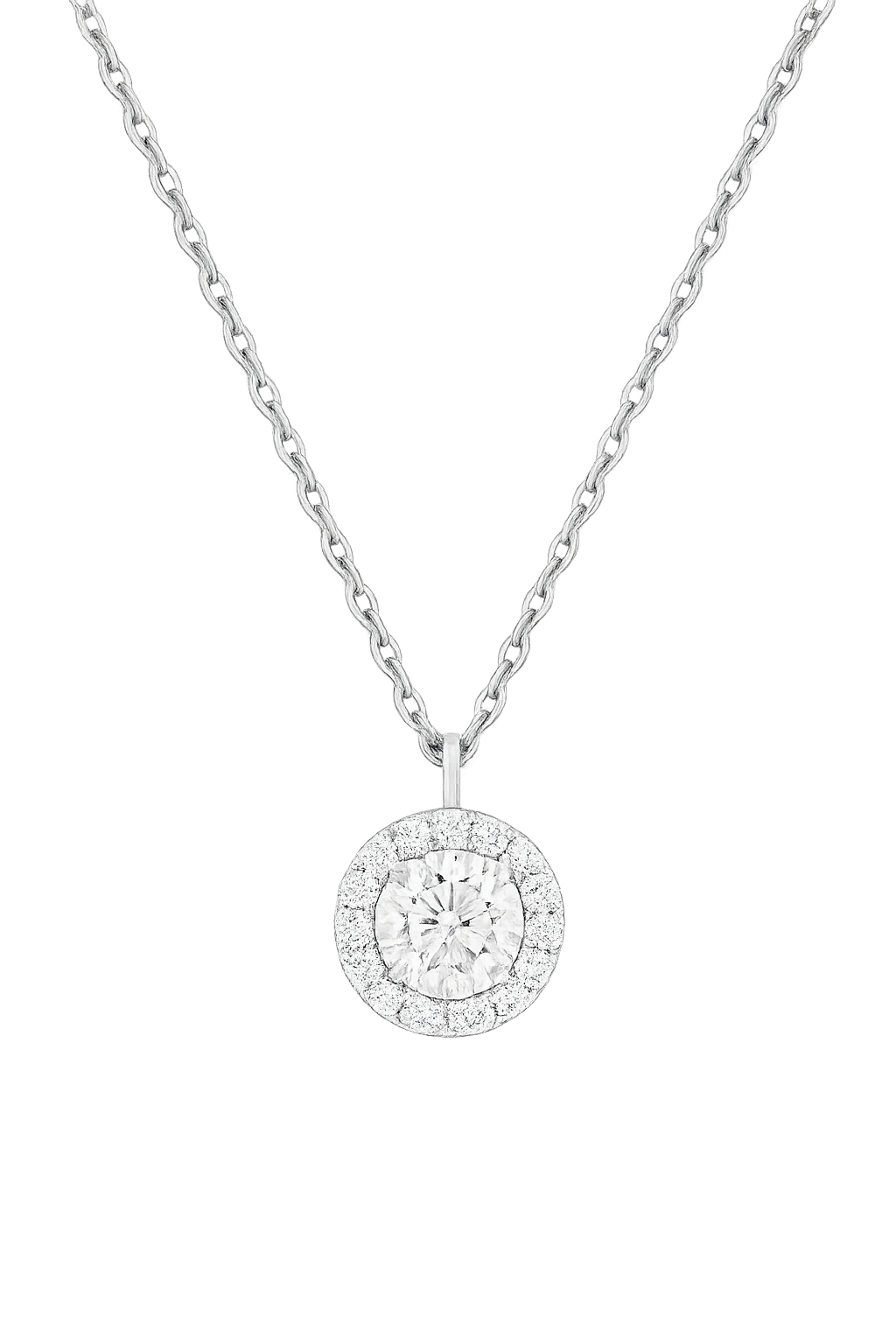 Round Diamond Pendant with a halo | Hero