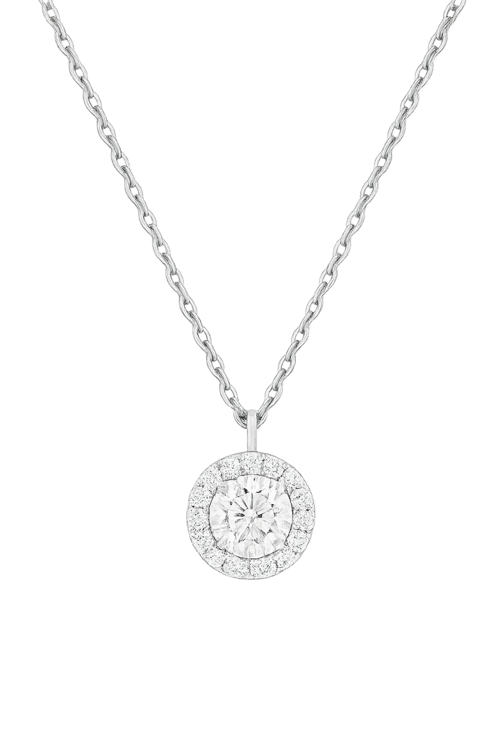 Round Diamond Pendant with a halo | Hero