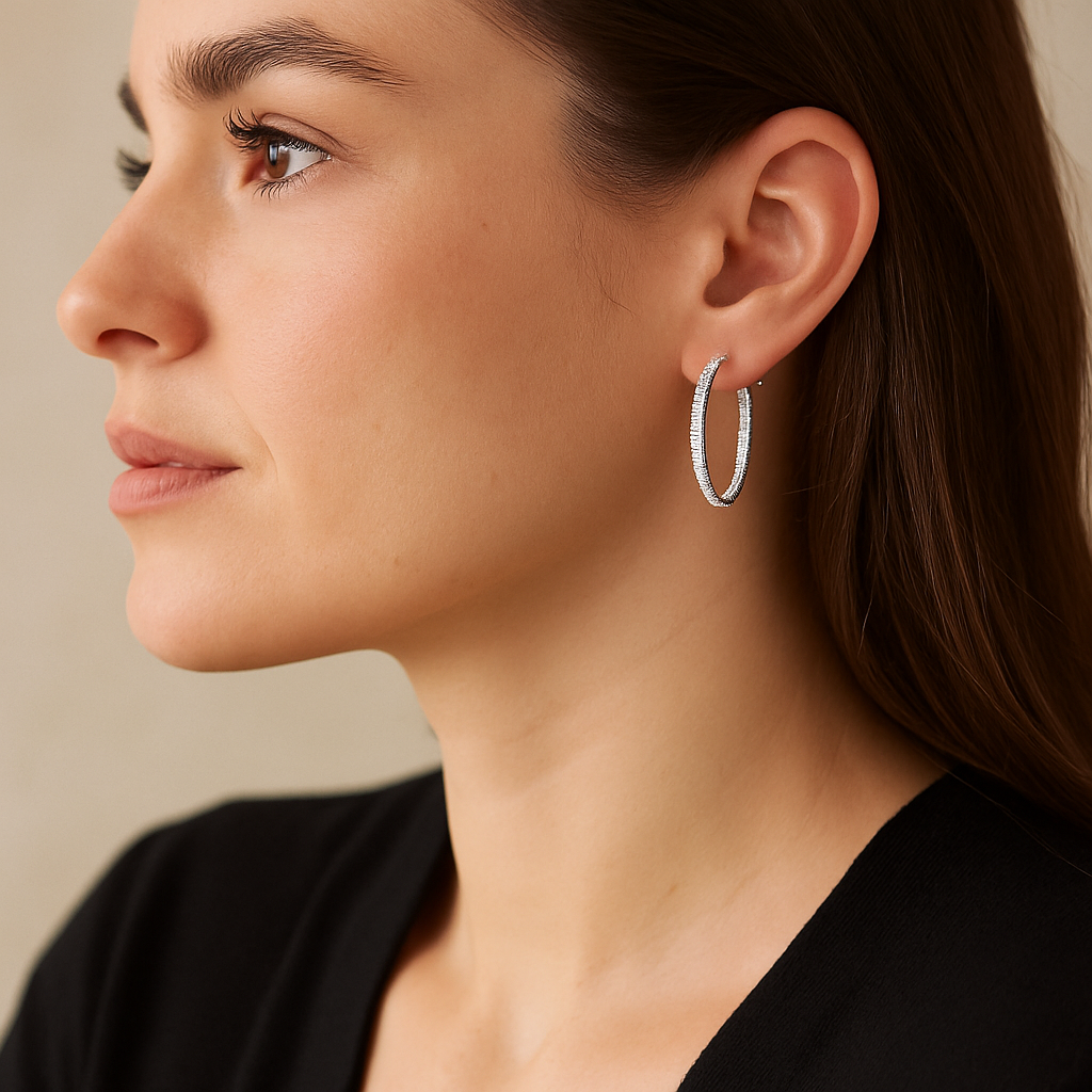 Round Diamond Hoop Earrings | undefined