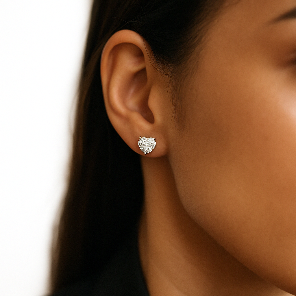 Heart Shape Diamond Stud Earrings | undefined