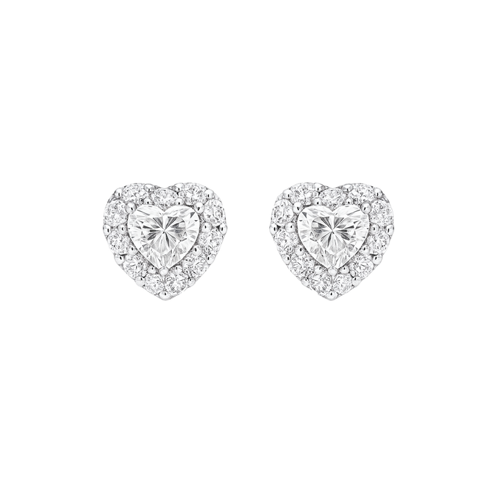 Heart Shape Diamond Stud Earrings with Halo Cluster | undefined