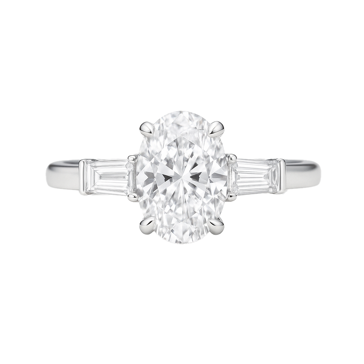 Oval Diamond Ring with baguettes on band | undefined