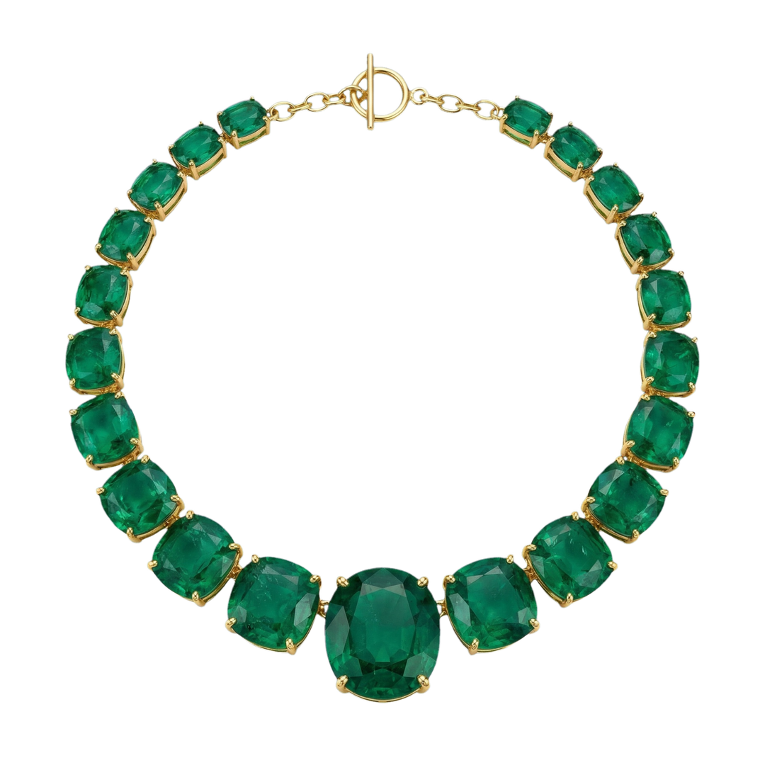 Lab Emerald Choker in Silver | Hero