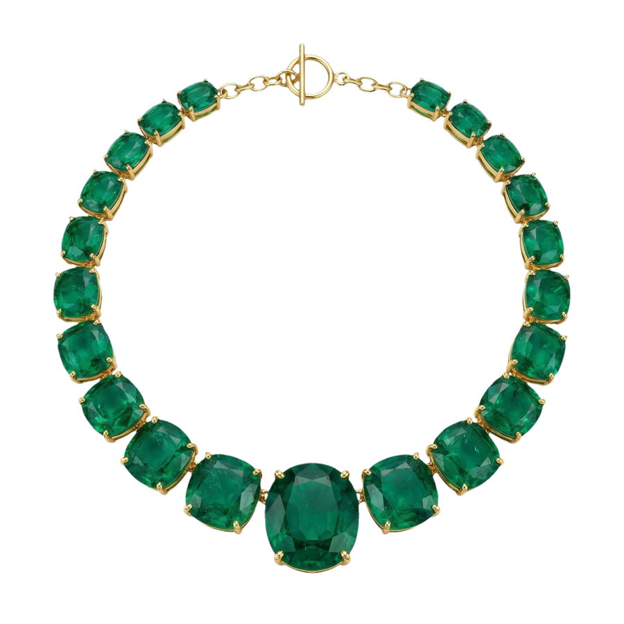 Lab Emerald Choker in Silver | Hero