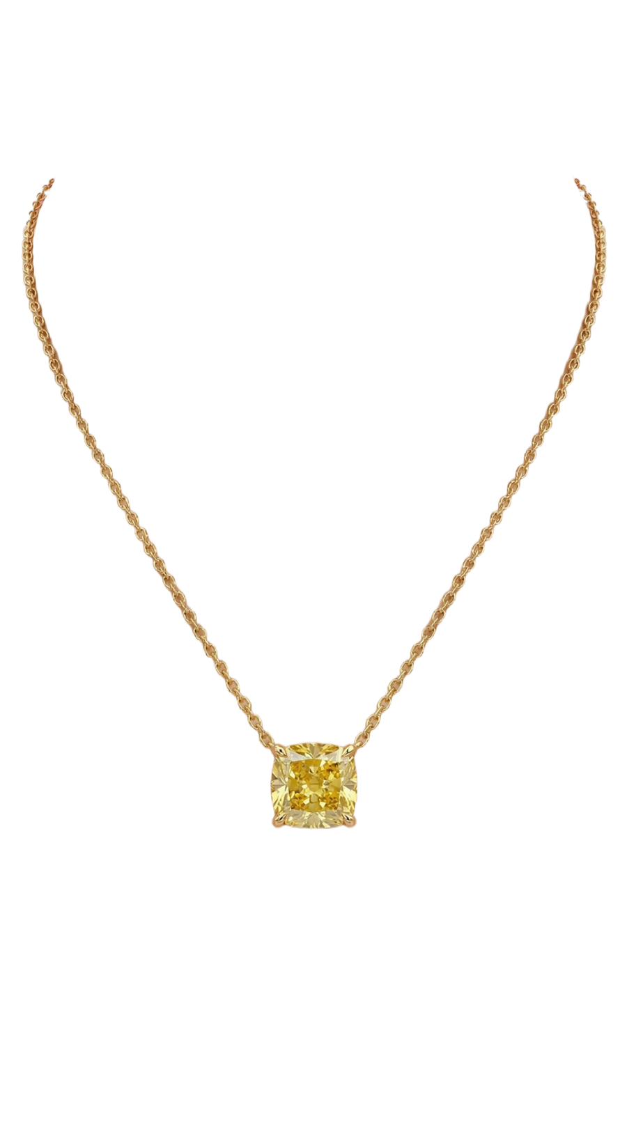 Fancy Vivid Yellow Cushion on Chain | Hero