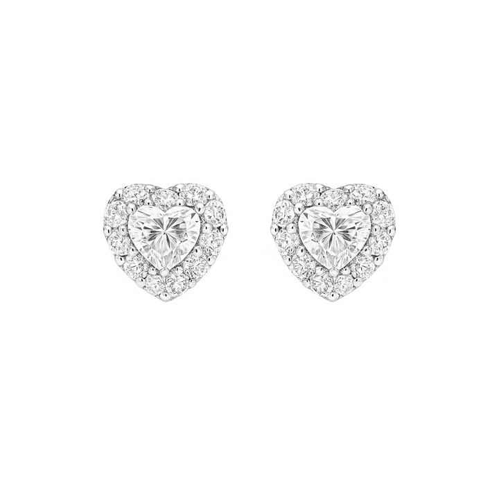 Heart Shape Diamond Stud Earrings with Halo Cluster | undefined