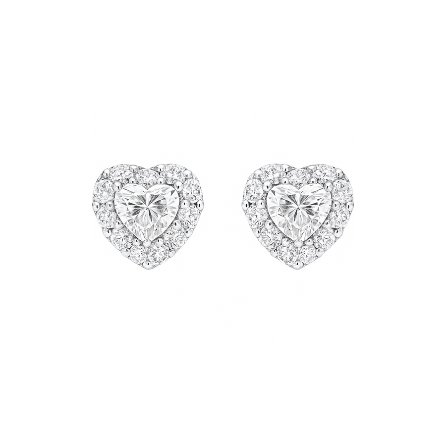 Heart Shape Diamond Stud Earrings with Halo Cluster | undefined