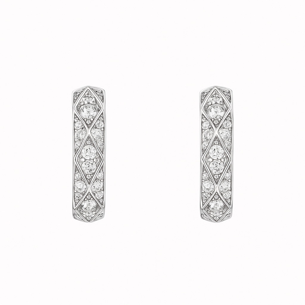 Intricate Pavé Diamond Hoop Earrings | Hero
