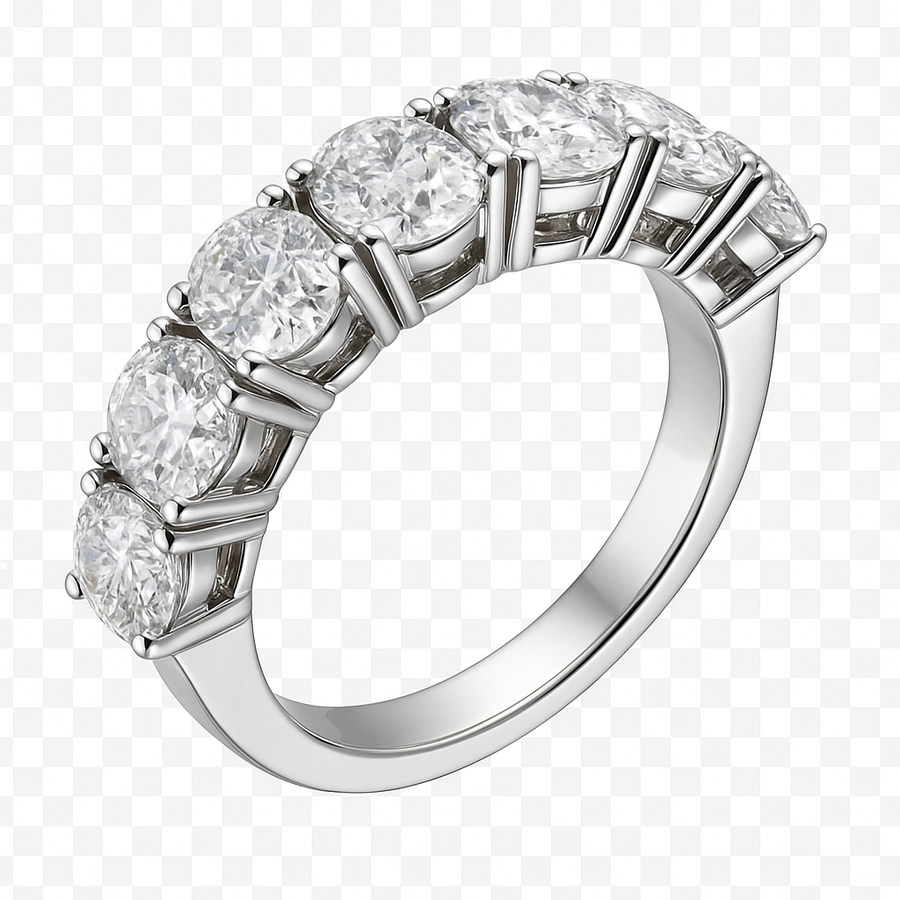 Modified Oval Step Cut half eternity band white | Hero