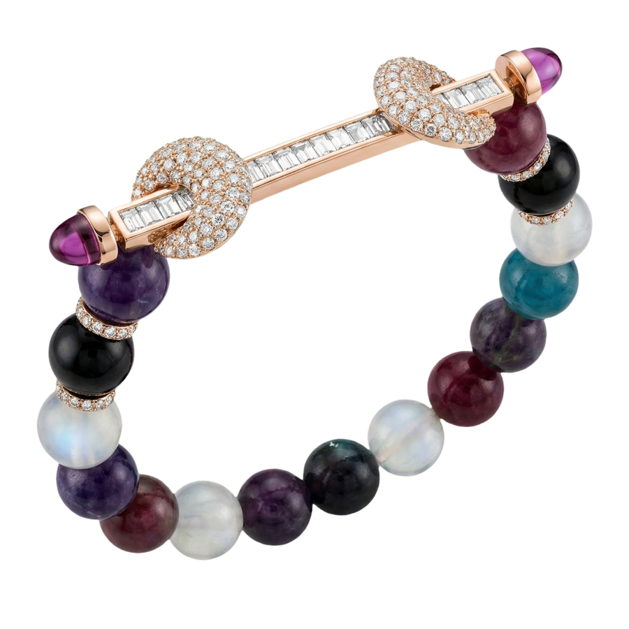Mutilcolor beads Chakra Bracelet in Silver | Hero