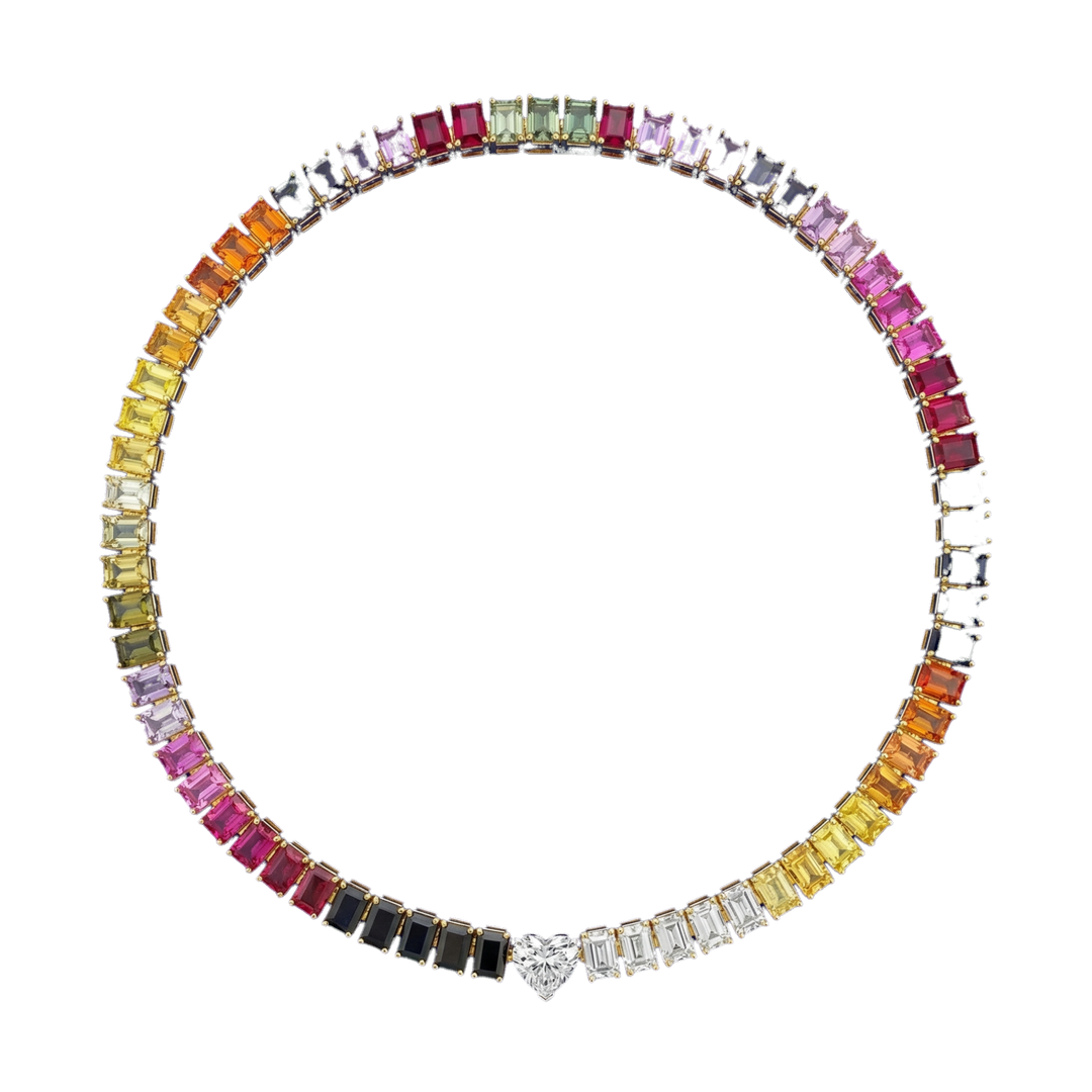 Rainbow Snug Necklace with Heart in Silver | Hero