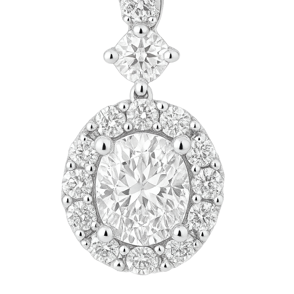 Oval Shape Diamond Earrings with Halo Cluster | undefined