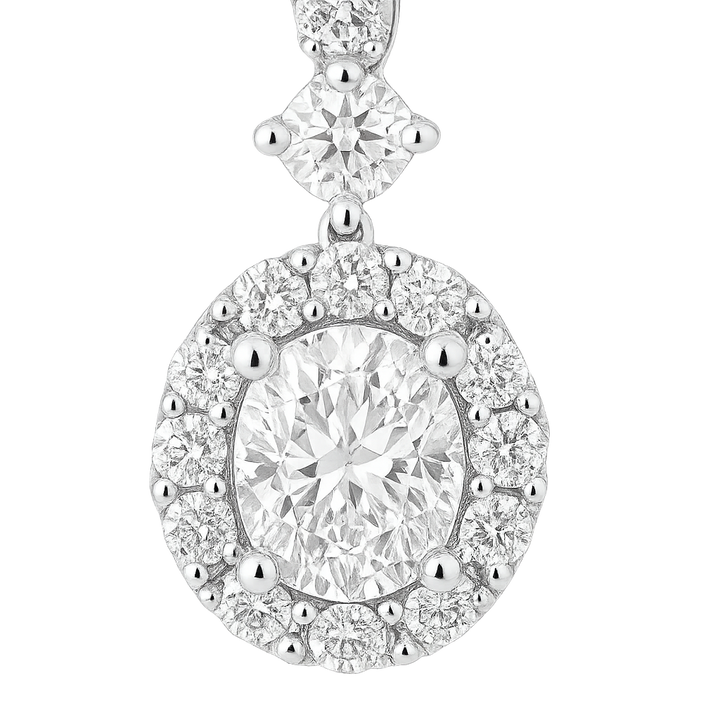 Oval Shape Diamond Earrings with Halo Cluster | undefined