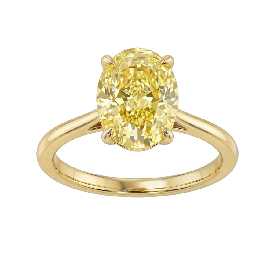 Fancy Vivid Yellow Oval Cut Ring | Hero