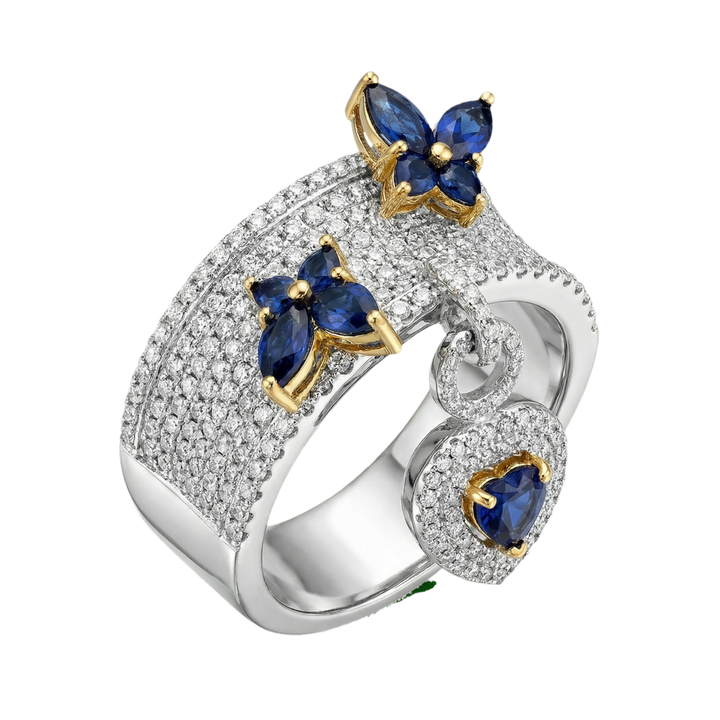 Blue Butterfly dangling heart ring | Hero