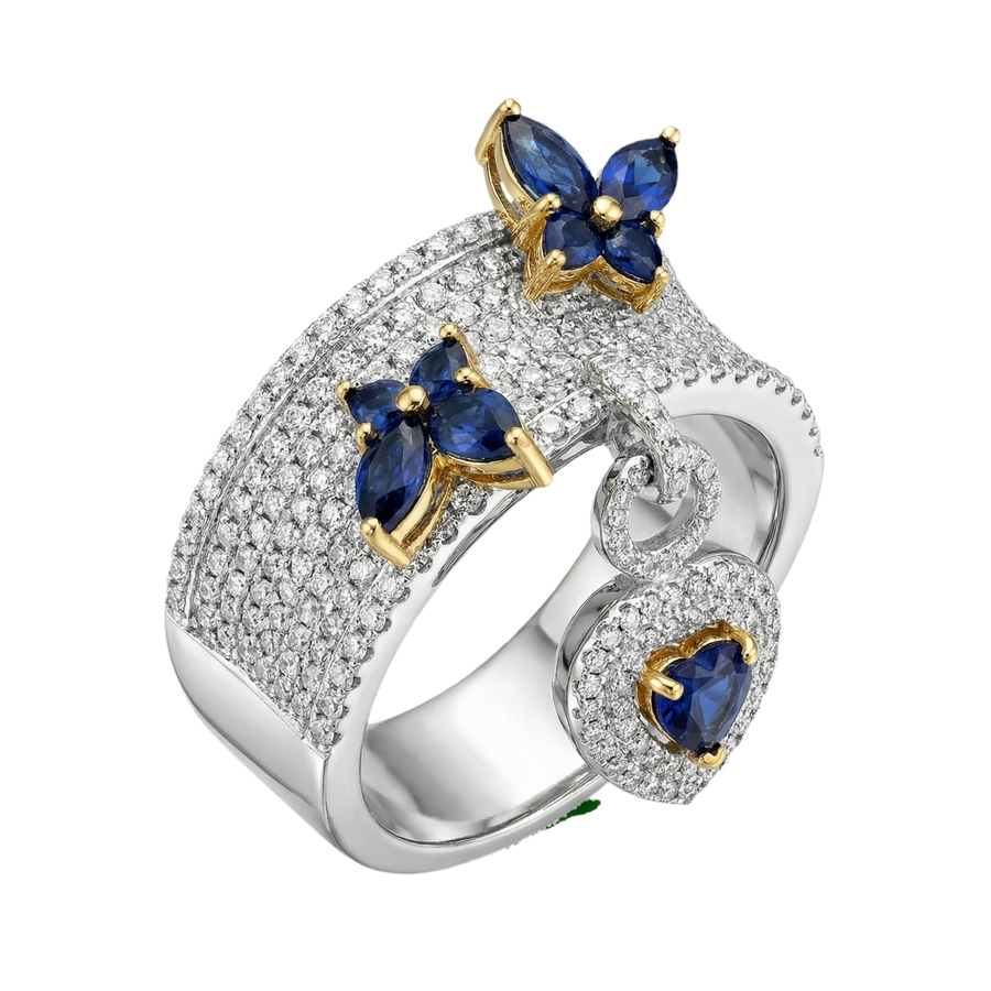 Blue Butterfly dangling heart ring | Hero