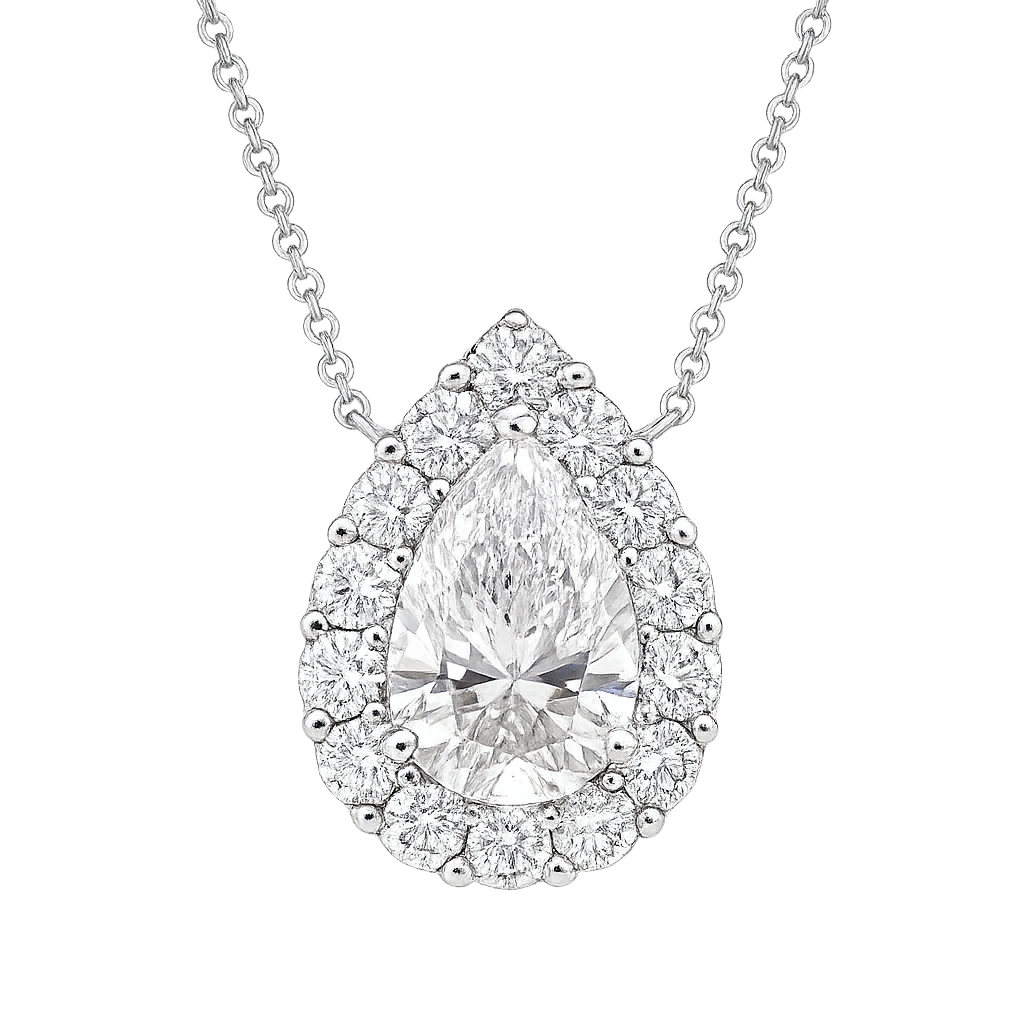 Pear Shape Diamond Pendant with smaller round diamonds | undefined
