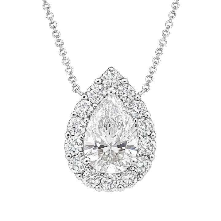 Pear Shape Diamond Pendant with smaller round diamonds | undefined