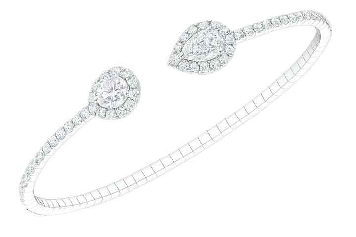 Round and Pear Shape Open Diamond Bangle