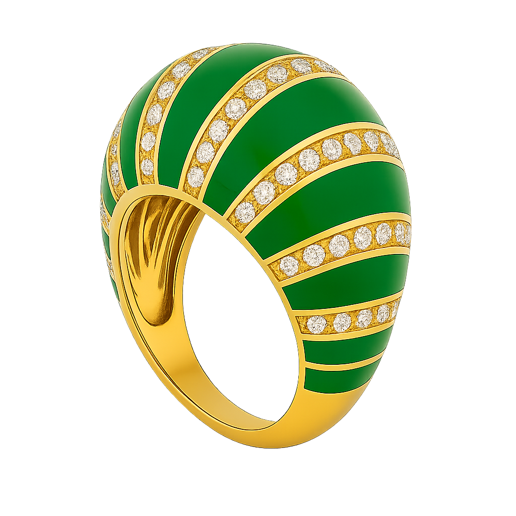 Green Enamel & Diamond Dome ring | Hero.png
