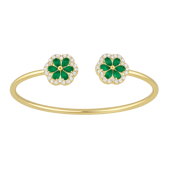 Synthetic Emerald Floral Open Bangle | Hero.png