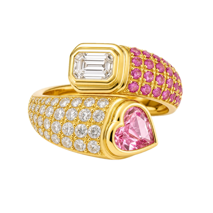 Pink Heart and Emerald Diamond crossover Ring | Hero.png