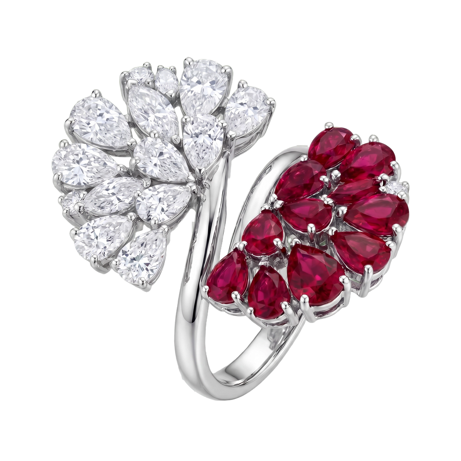 Resort Collection- Floral twin Ruby and Diamond ring | Hero.png