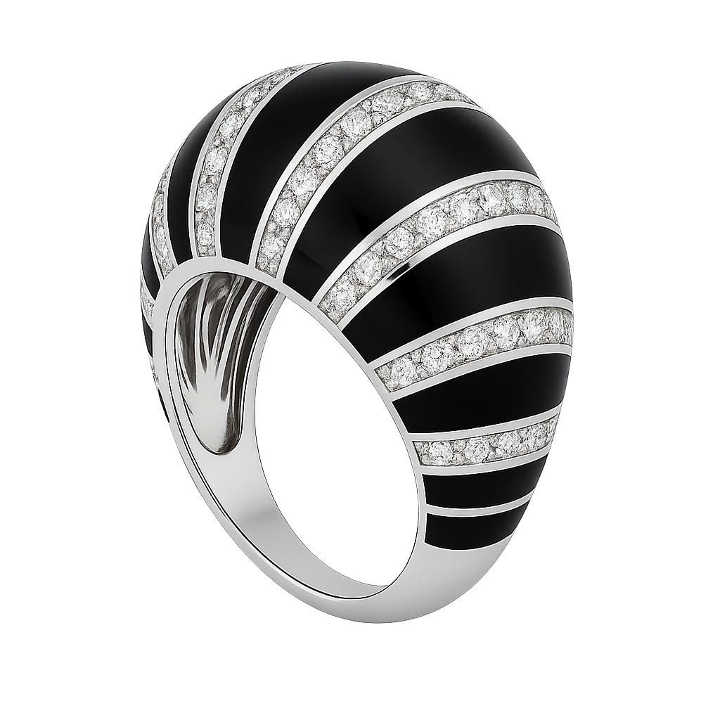 Black Enamel & Diamond Dome ring | Hero.png