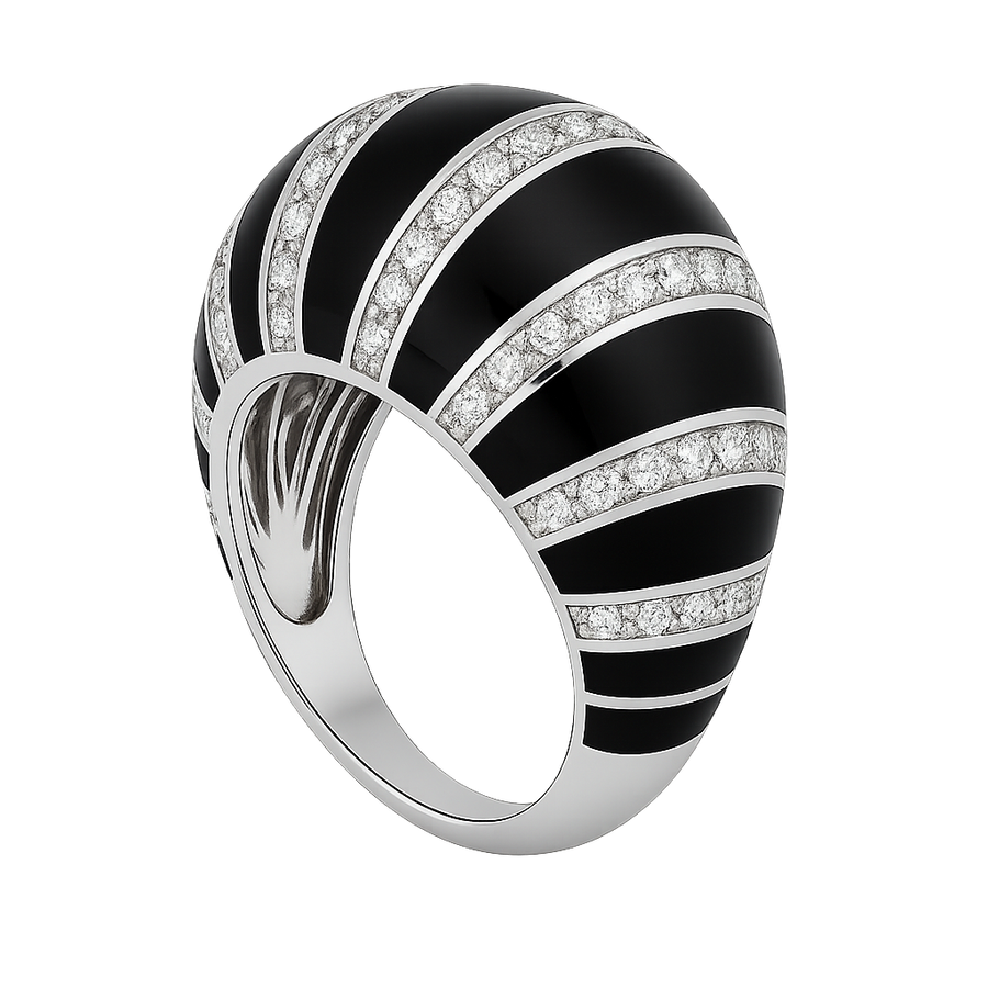 Black Enamel & Diamond Dome ring | Hero.png