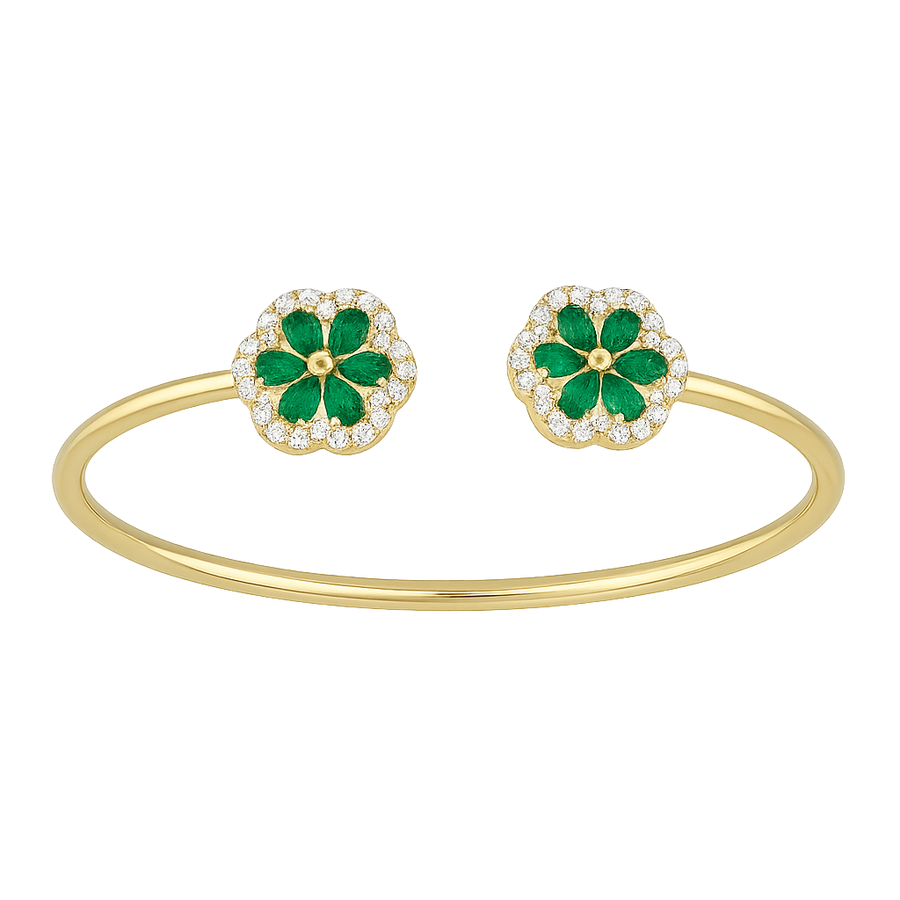Synthetic Emerald Floral Open Bangle | Hero.png