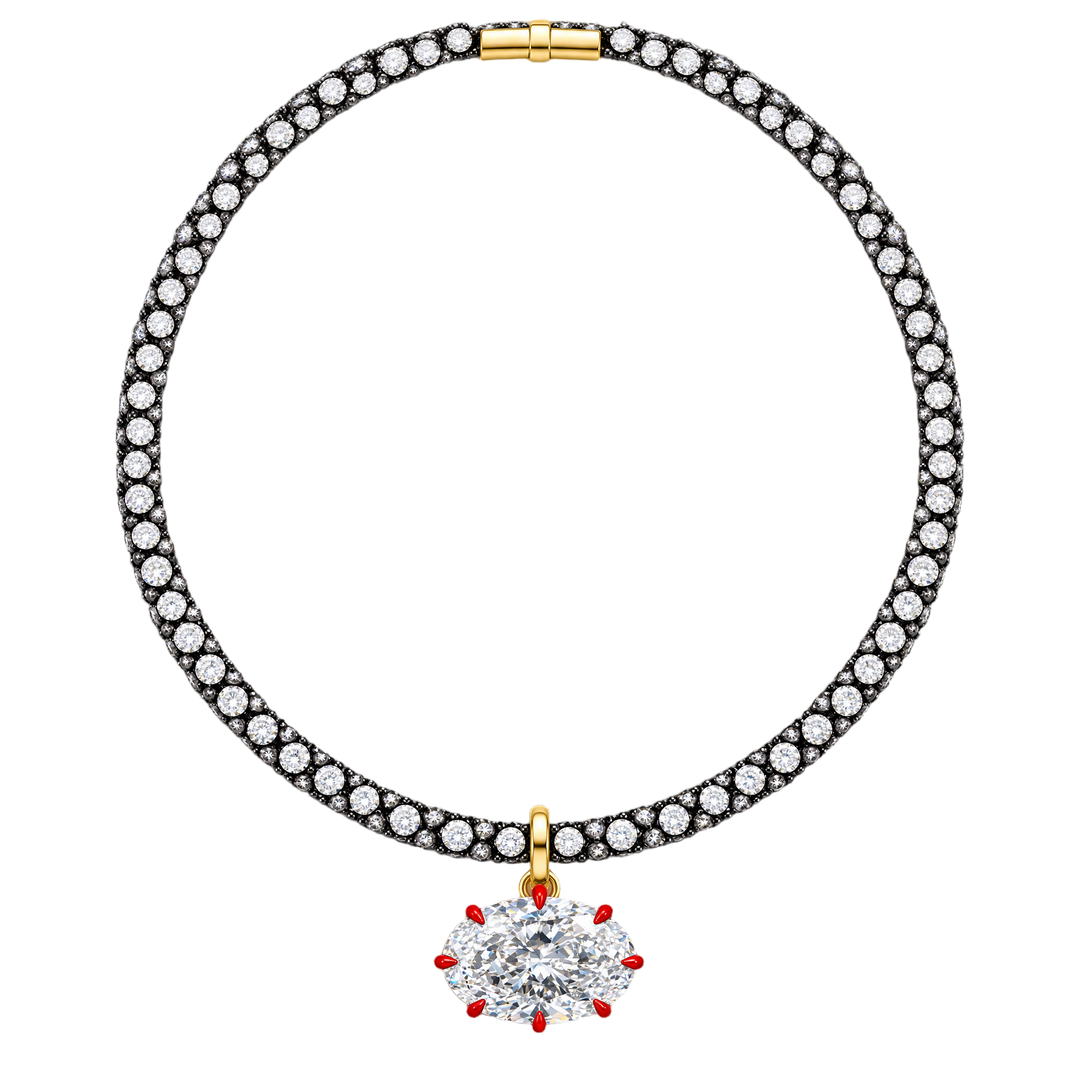 The Heritage Necklace & Red Prong Pendant | Hero