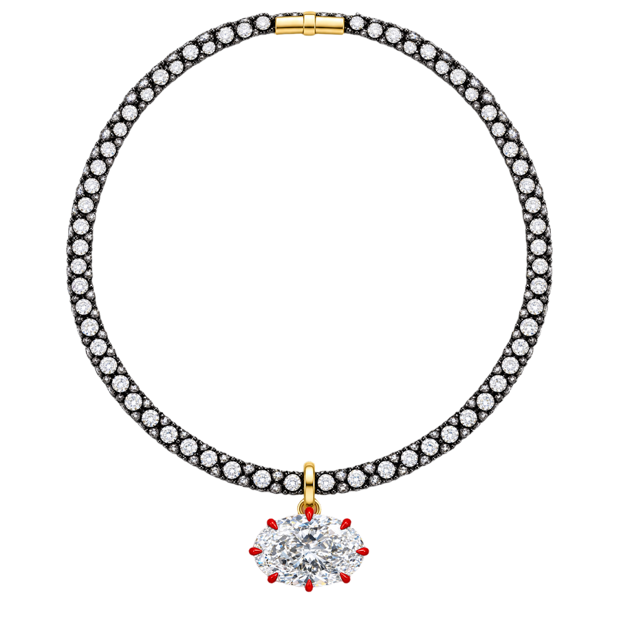 The Heritage Necklace & Red Prong Pendant | Hero