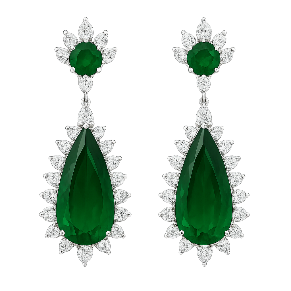 Classic Green dangling earrings with diamonds | Hero.png