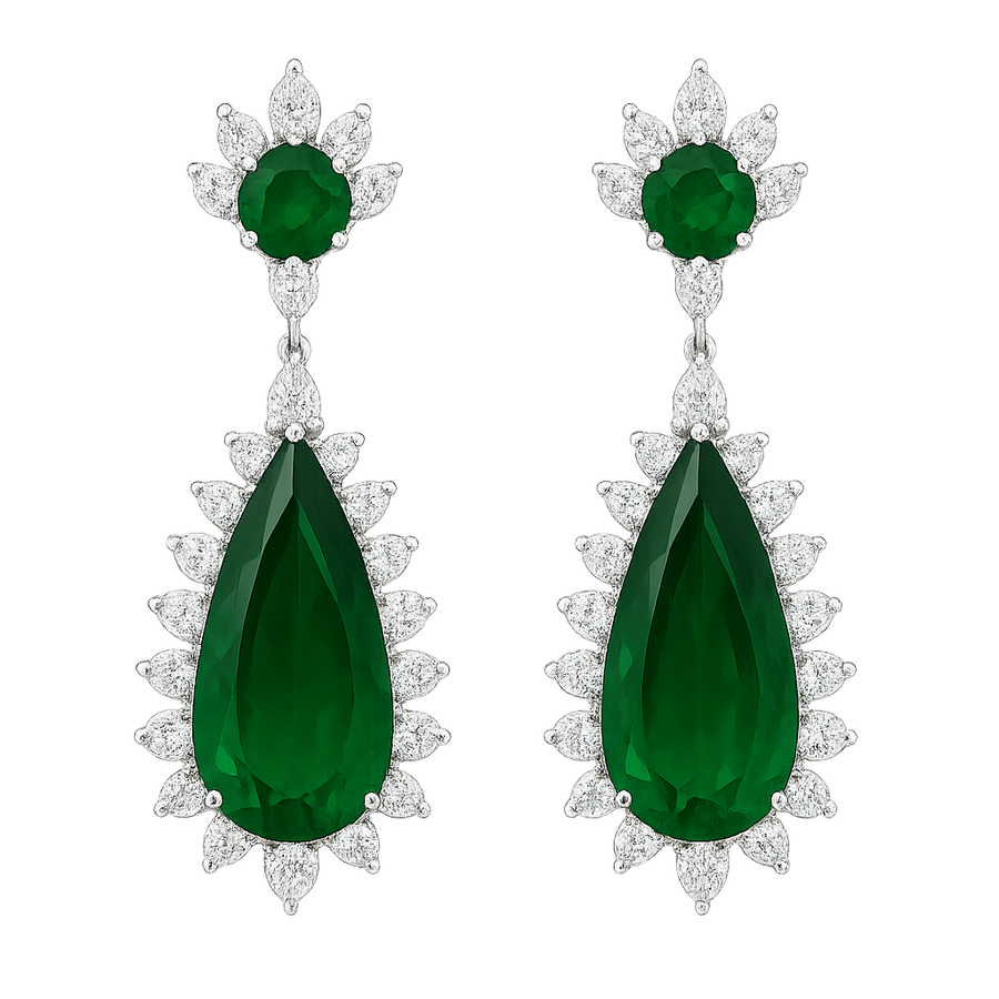 Classic Green dangling earrings with diamonds | Hero.png