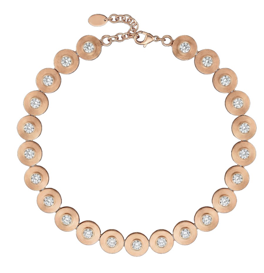 Rose Polish Round eye necklace in Silver | Hero.png