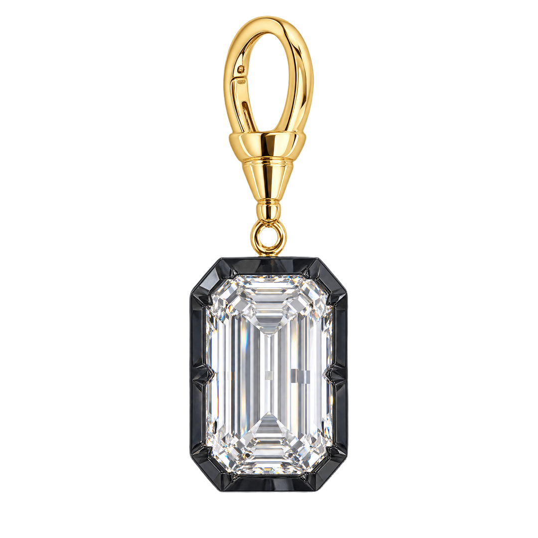 Emearld Cut Blackened Gold Pendant | Hero