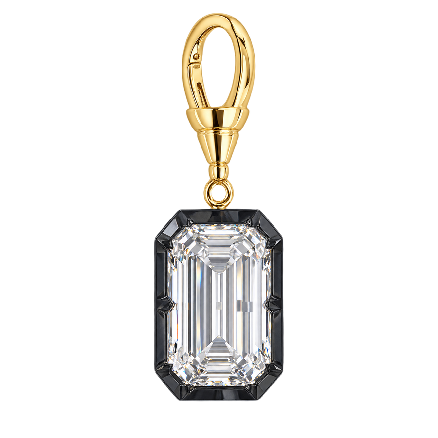 Emearld Cut Blackened Gold Pendant | Hero