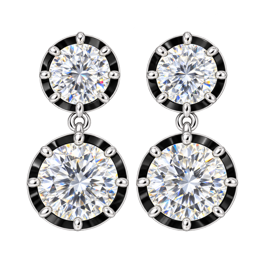 Blackened Gold Round Detachable Dangling Earrings Set | Hero