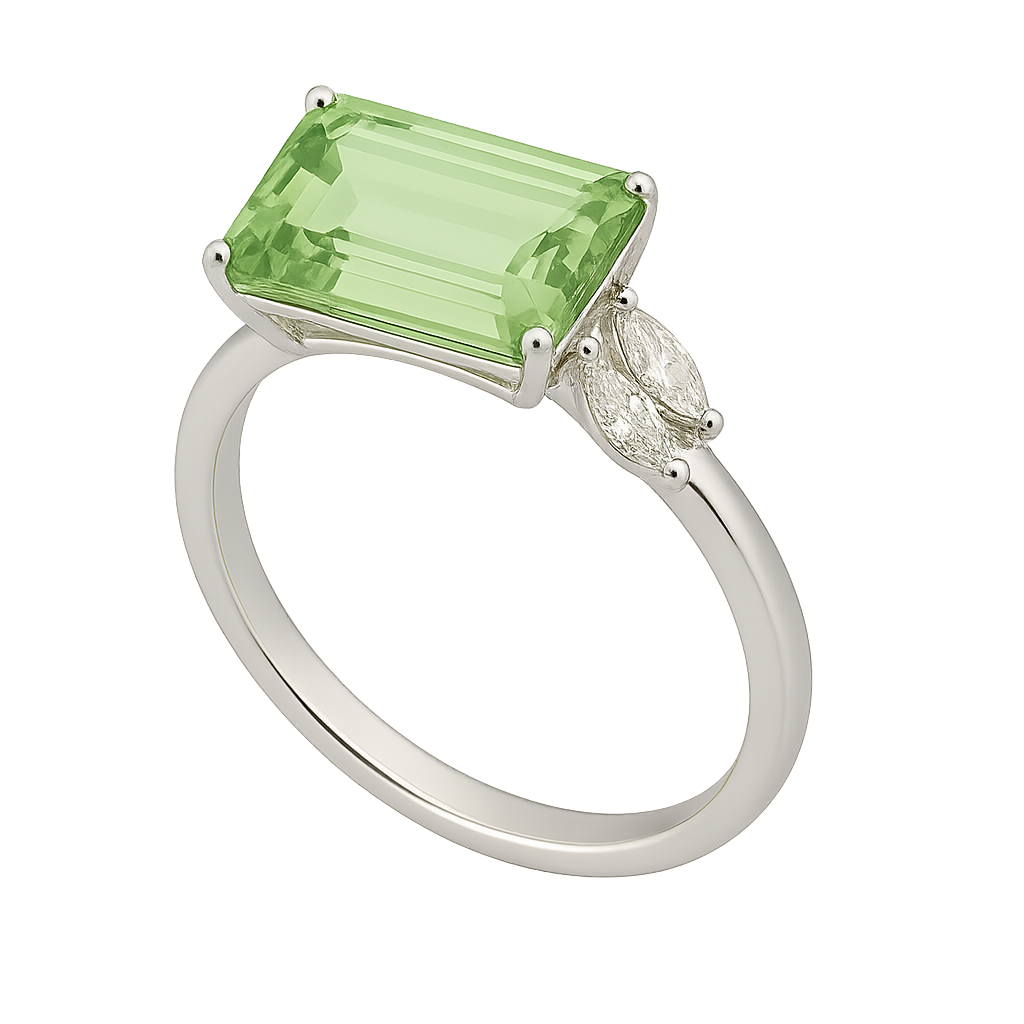 Green Emerald cut Diamond Aurora Ring | Hero.png