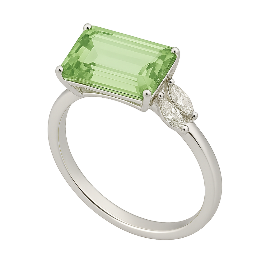 Green Emerald cut Diamond Aurora Ring | Hero.png