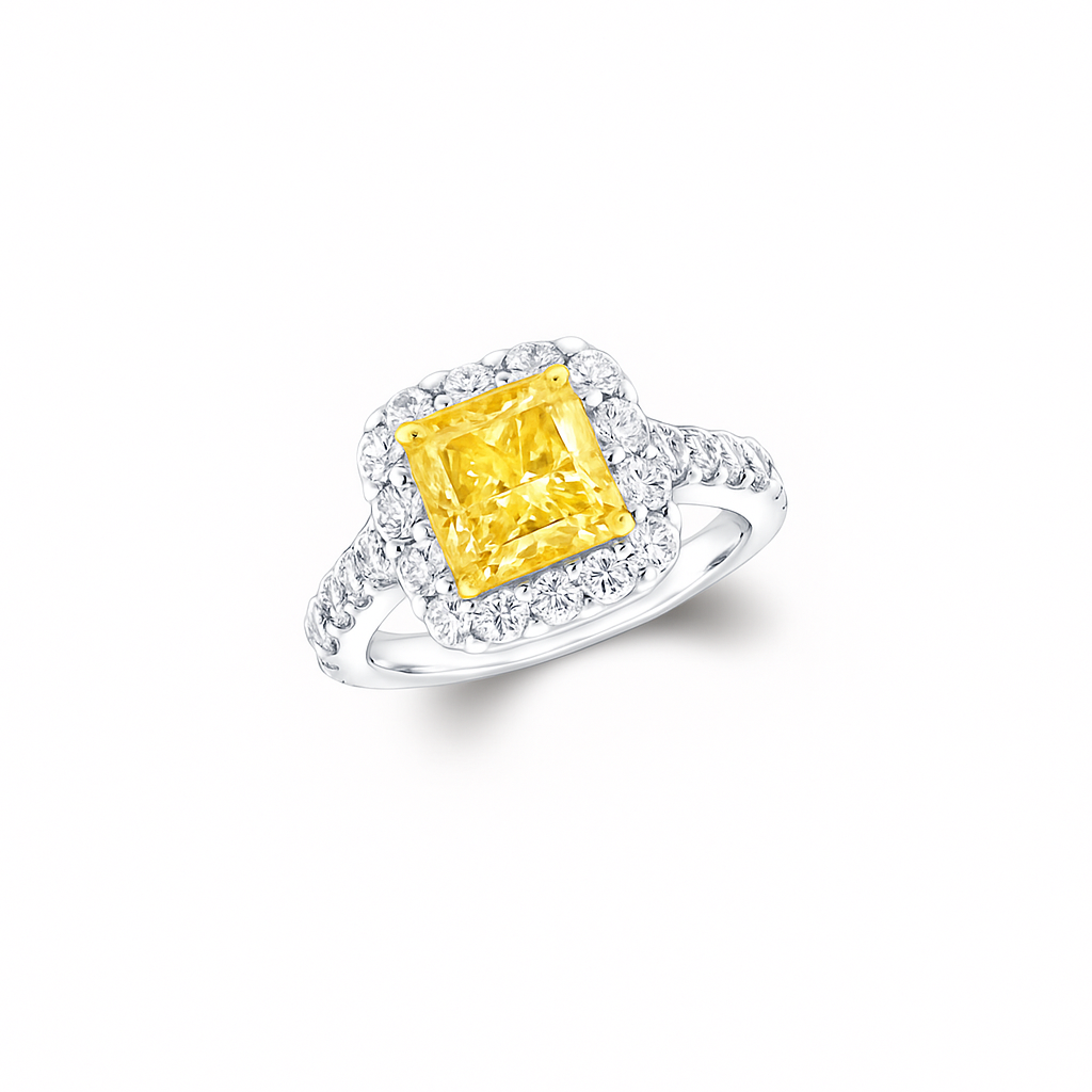 Radiant Cut Yellow and White Diamond Ring | Hero.png