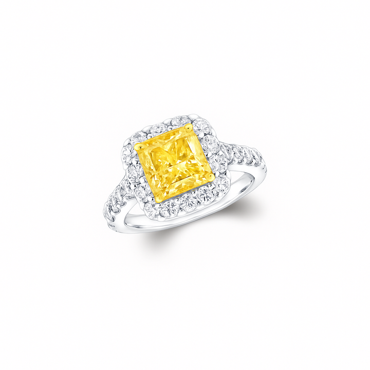 Radiant Cut Yellow and White Diamond Ring | Hero.png