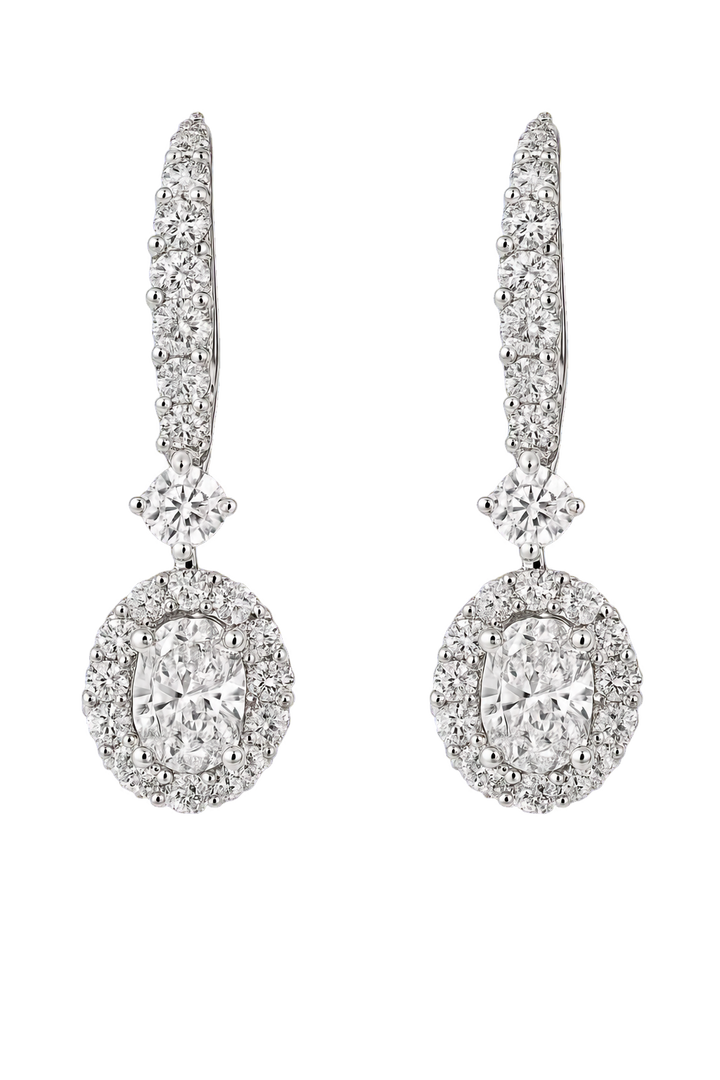 Oval Shape Diamond Earrings with Halo Cluster | Hero.png